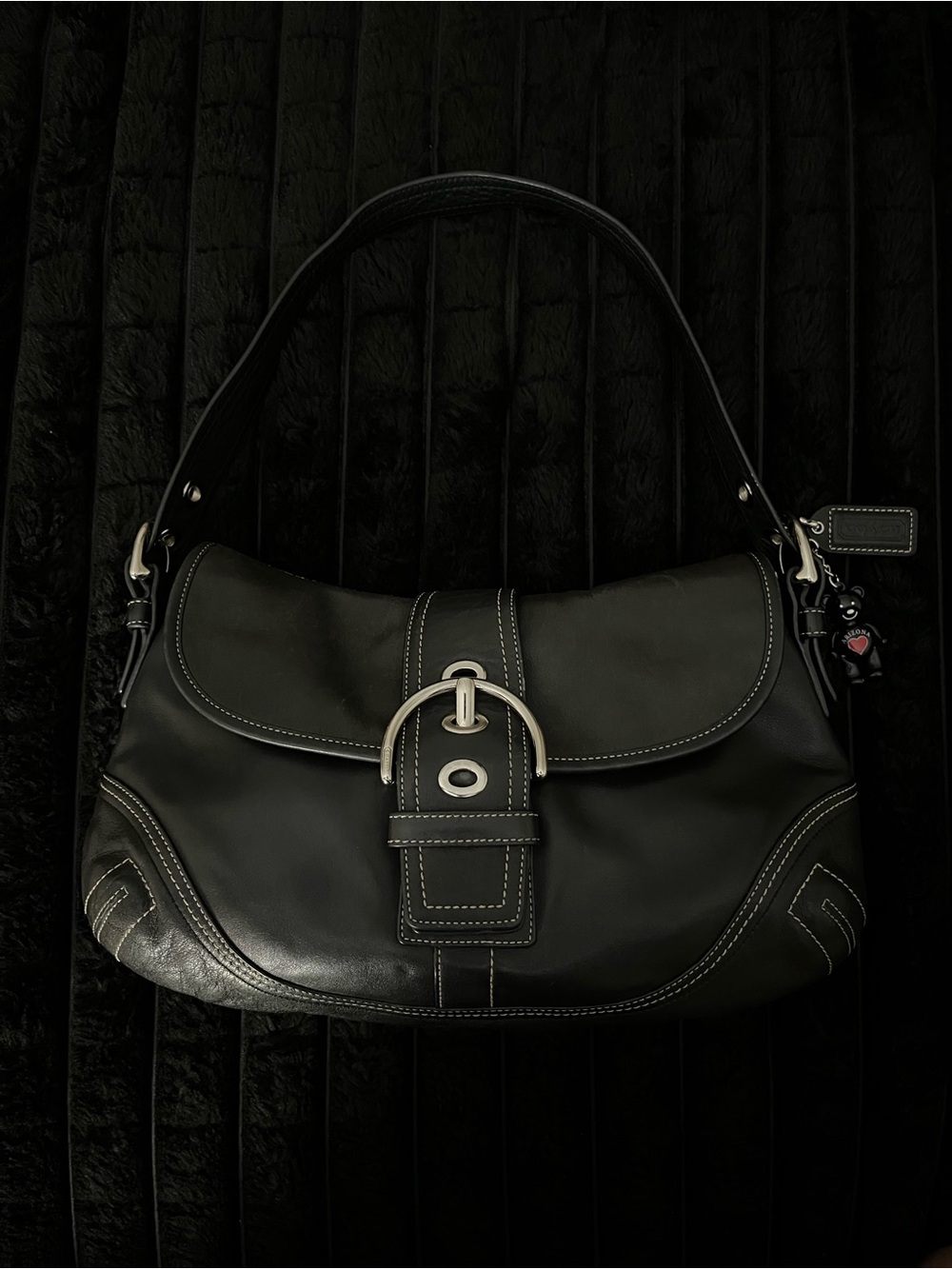 coach black soho medium shoulder bag